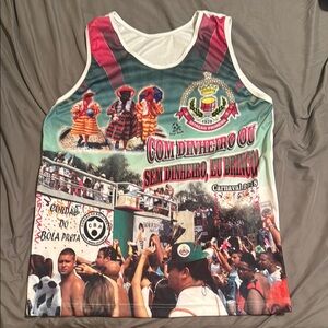 Mangueira Samba school Festive Carnival  Tank Top - Red and Green size XL